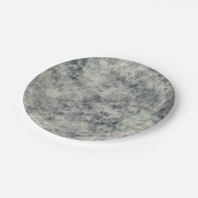 Modern Abstract Textured Grey Lavender Sage Green Paper Plate (Angled)