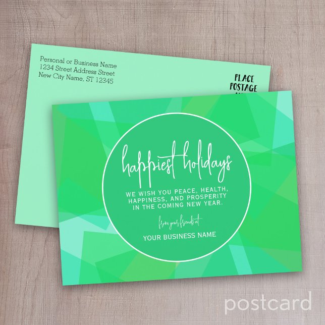 Modern Abstract Transparent Colour Green - Happies Holiday Postcard (Business Holiday Postcard )