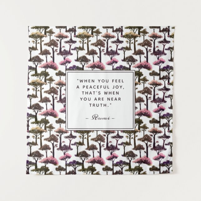 Modern Abstract Tree Art Inspirational Rumi Quote Tapestry (Front)