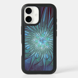 Modern Abstract Trendy Blue Flower Fractal Art