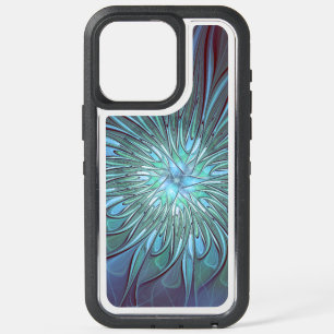Modern Abstract Trendy Blue Flower Fractal Art