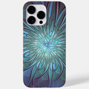 Modern Abstract Trendy Blue Flower Fractal Art Case-Mate iPhone 14 Pro Max Case