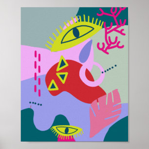 Modern abstract trendy colourful art print artisti