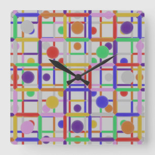 Modern Abstract Trendy Colourful Square Wall Clock