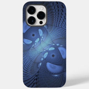 Modern Abstract Trendy Dusk Blue Fractal Art Case-Mate iPhone 14 Pro Max Case
