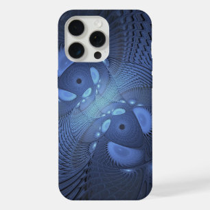 Modern Abstract Trendy Dusk Blue Fractal Art iPhone 15 Pro Max Case