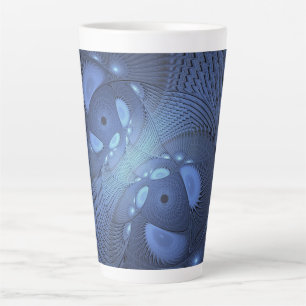 Modern Abstract Trendy Dusk Blue Fractal Art Latte Mug