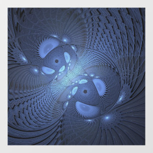 Modern Abstract Trendy Dusk Blue Fractal Art Window Cling