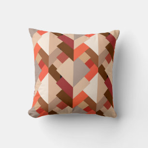 Modern Abstract Triangles, Brown, Taupe and Orange Cushion