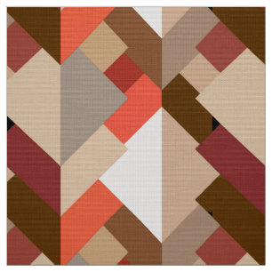 Modern Abstract Triangles, Brown, Taupe and Orange Fabric