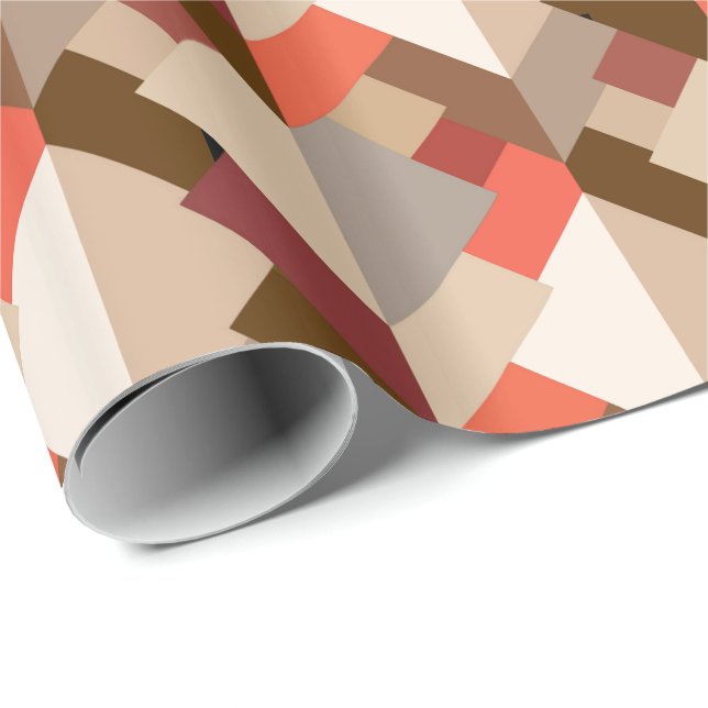 Modern Abstract Triangles, Brown, Taupe and Orange Wrapping Paper (Roll Corner)