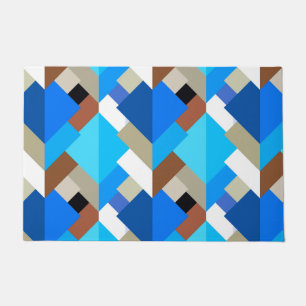 Modern Abstract Triangles, Cobalt Blue and Brown Doormat