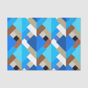 Modern Abstract Triangles, Cobalt Blue and Brown Tissue Paper