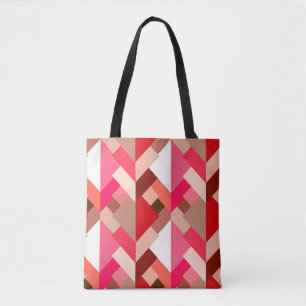 Modern Abstract Triangles, Coral Red and Pink Tote Bag