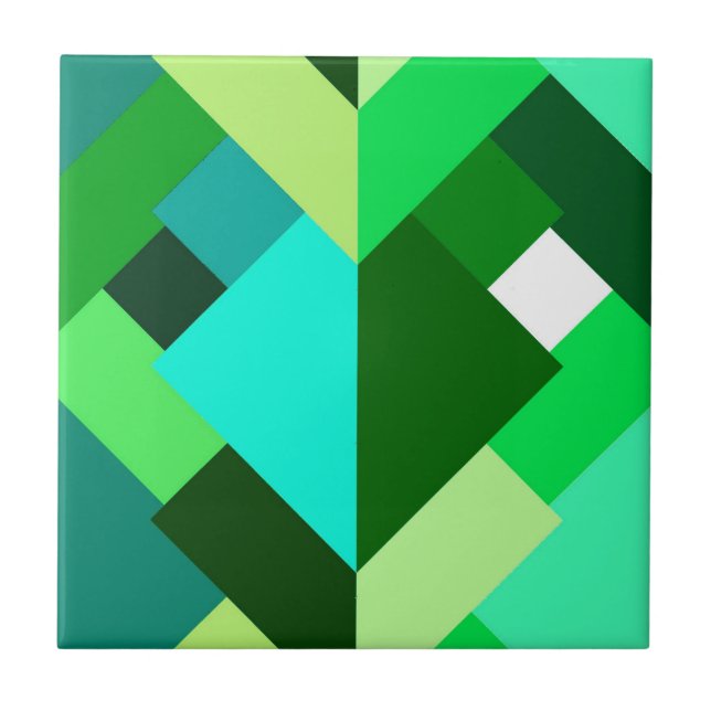 Modern Abstract Triangles, Emerald Green and Aqua Tile (Front)