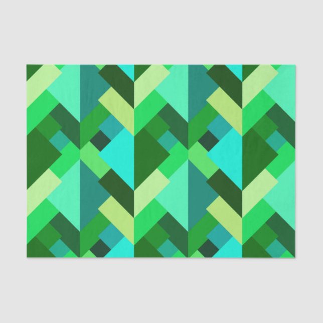 Modern Abstract Triangles, Emerald Green and Aqua Tissue Paper (Front)