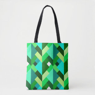 Modern Abstract Triangles, Emerald Green and Aqua Tote Bag
