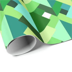 Modern Abstract Triangles, Emerald Green and Aqua Wrapping Paper