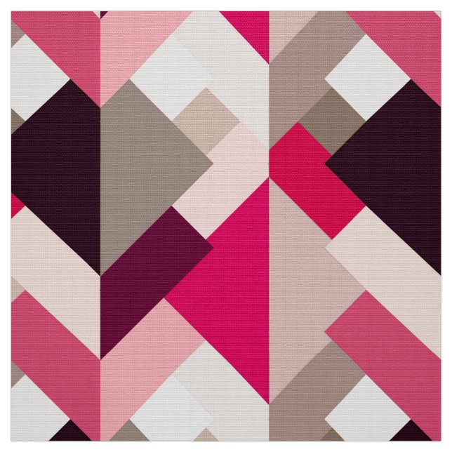 Modern Abstract Triangles, Fuchsia Pink and Grey Fabric (Swatch)