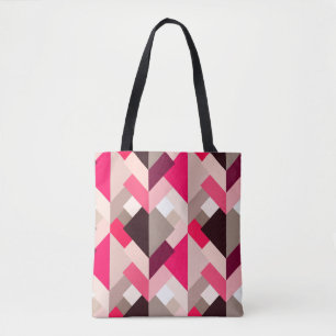 Modern Abstract Triangles, Fuchsia Pink and Grey Tote Bag
