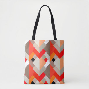 Modern Abstract Triangles, Orange, Red, & Grey Tote Bag