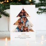 Modern abstract Triangles photos christmas tree Foil Holiday Card<br><div class="desc">Merry Christmas! Modern abstract Triangles photos christmas tree and Christmas saying pattern with joy,  love,  believe,  peace,  falalala  green text pattern with snowflake and mistletoe. All the colours are editable with real rose gold foil</div>