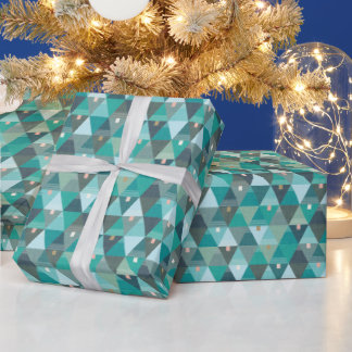 Modern Abstract Triangular Trees Green  Wrapping Paper