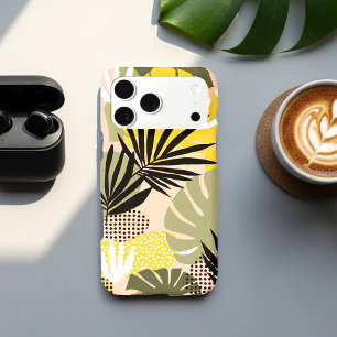 Modern Abstract Tropical Leaves & Polka Dots 