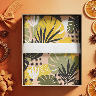 Modern Abstract Tropical Leaves & Polka Dots Tissue Paper