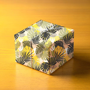 Modern Abstract Tropical Leaves & Polka Dots  Wrapping Paper