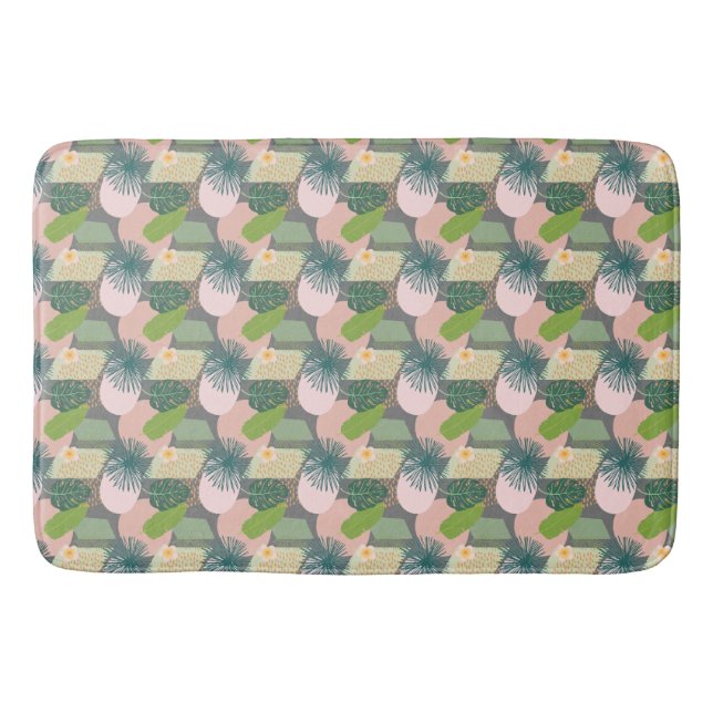 Modern Abstract Tropical Pattern Bath Mat (Front)