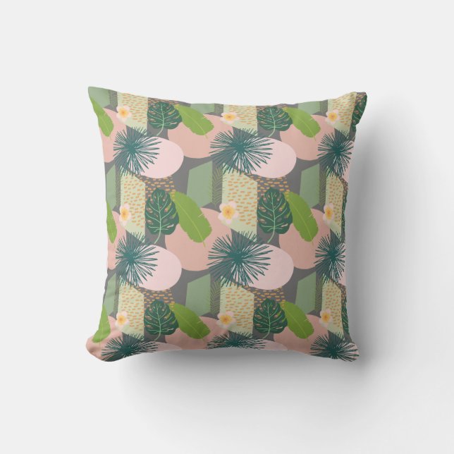 Modern Abstract Tropical Pattern Cushion (Front)