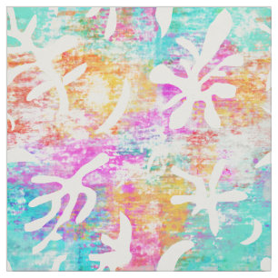 Modern Abstract Tropical Pink Blue Pastel  Fabric