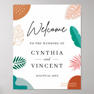 Modern Abstract Tropical Wedding Welcome Sign