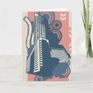 Modern Abstract Urban Background Vibrant Cityscape Card