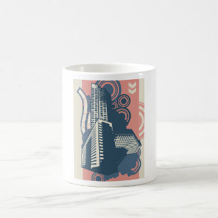 Modern Abstract Urban Background Vibrant Cityscape Coffee Mug