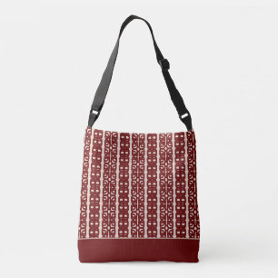 Modern abstract vertical stripes on burgundy crossbody bag