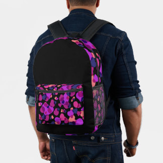 Modern Abstract Vibrant Pink and Purple Artsy Back Printed Backpack