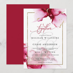 Modern Abstract Vivid Burgundy Pink Invitation