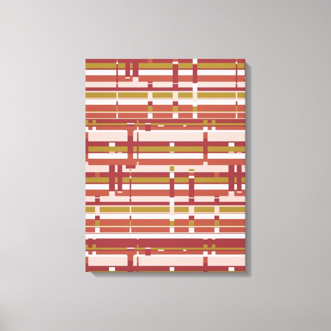 Modern Abstract Wall Art Pastel Red Green Stripes (Front)