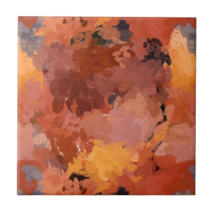 Modern Abstract Watercolor Autumn Art Tile