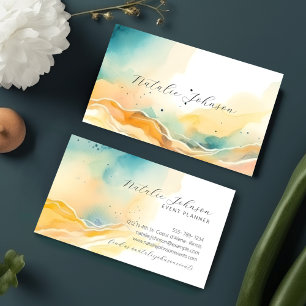 Modern Abstract Watercolor Beach & Sand Script  Business Card
