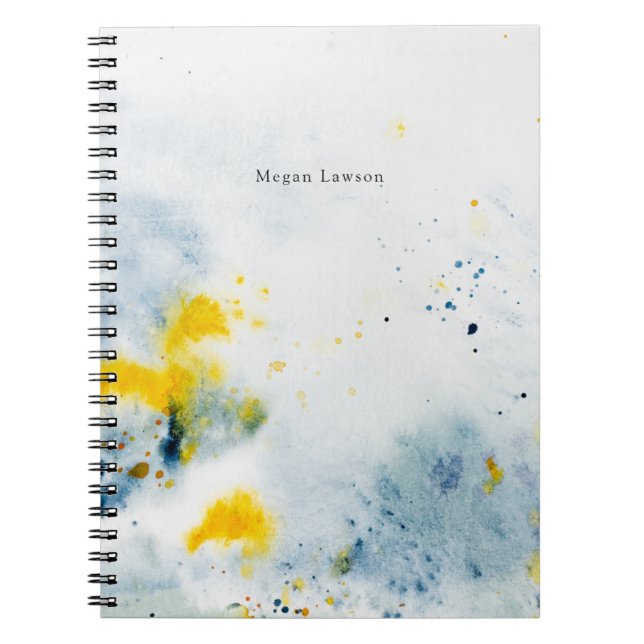 Modern Abstract Watercolor  Blue and Yellow Notebook (Front)