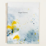 Modern Abstract Watercolor  Blue and Yellow Planner<br><div class="desc">Modern abstract watercolor with personlized name</div>