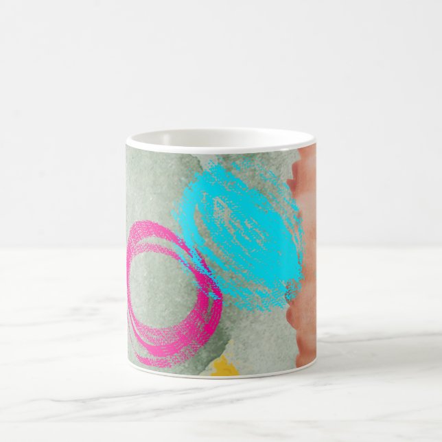 Modern Abstract Watercolor Blue Pink Coffee Cup (Center)