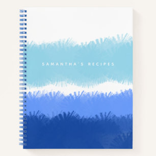 Modern Abstract Watercolor Blue Recipe Cookbook Notebook