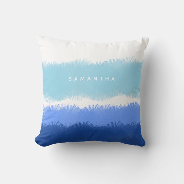 Modern Abstract Watercolor Blue Tones Cushion (Front)