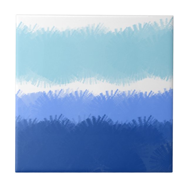 Modern Abstract Watercolor Blue Tones Tile (Front)