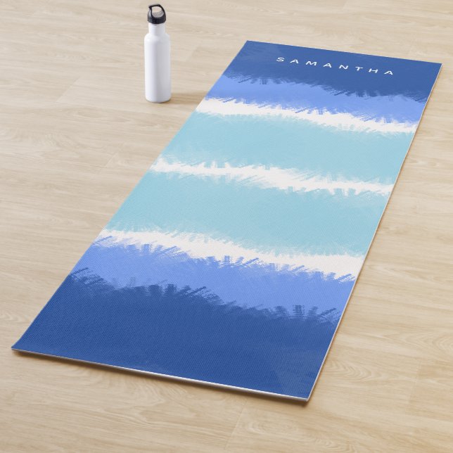 Modern Abstract Watercolor Blue Tones  Yoga Mat (In Situ)