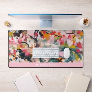 Modern Abstract Watercolor Botanical Tree Desk Mat